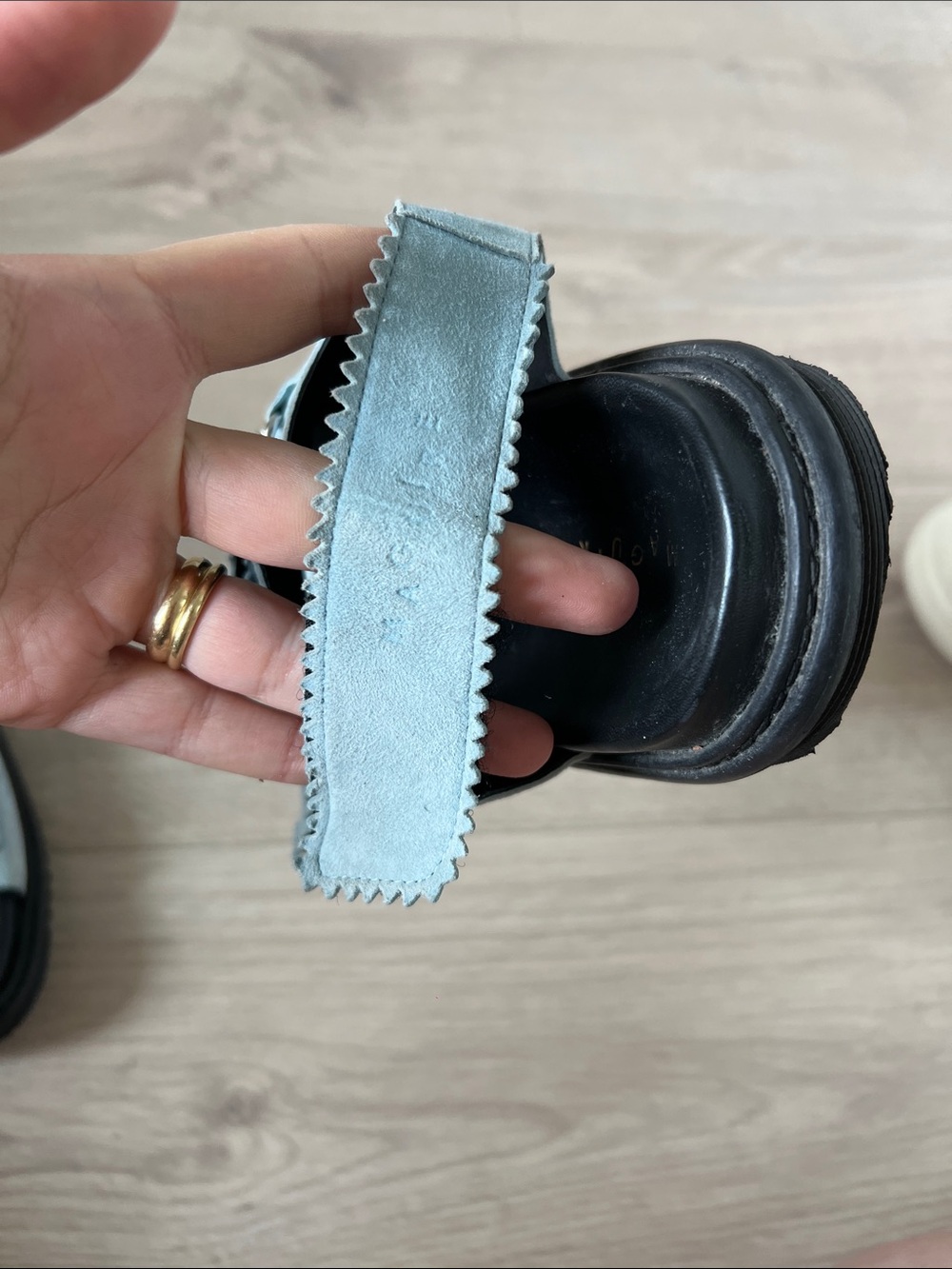 Maguire Suede Light Blue Velcro Sandals - Picture 4 of 7